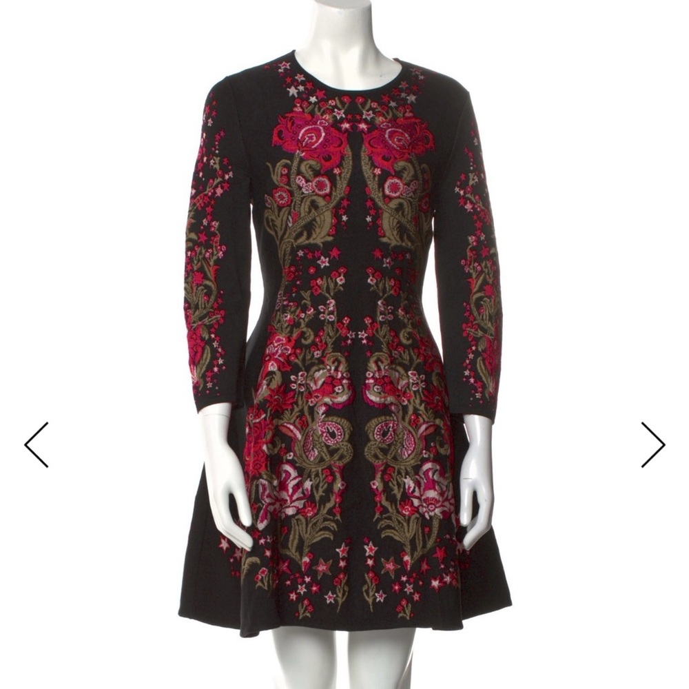 Roberto Cavalli Black Dress with Pink Embroidery